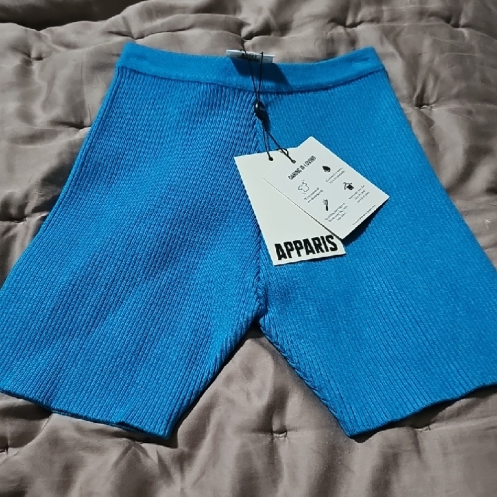 1 Apparis Electric‎ Blue Ribbed Knit Bike Shorts-XS/S